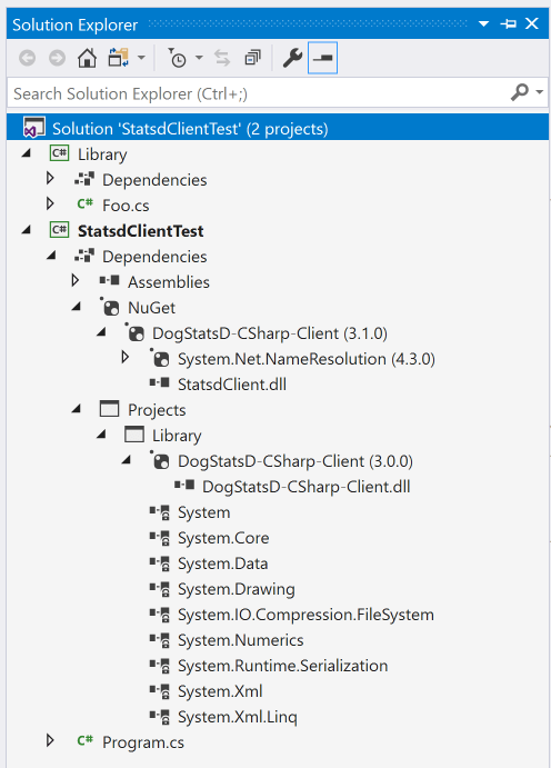 File name conflict between versions of DogStatsD-CSharp-Client in the same solution